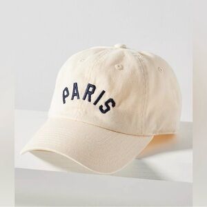 The Wanderlust Paris Baseball Cap Hat Cream/ Navy